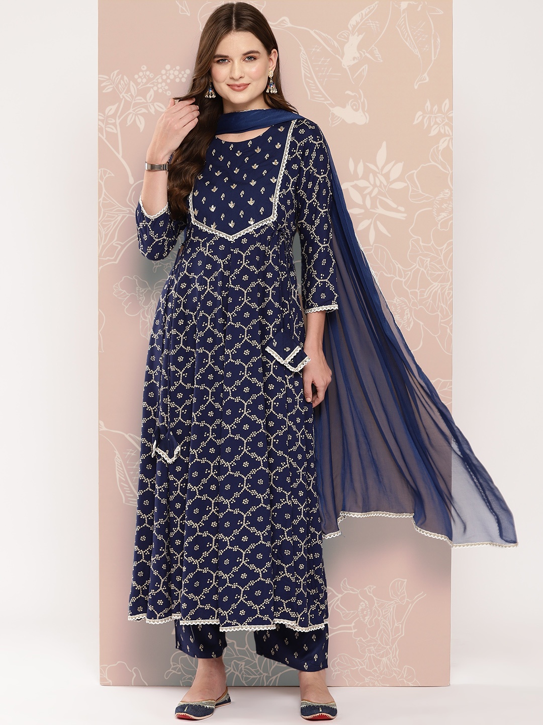 Khushal K Women Ethnic Motifs Printed Empire Kurta with Palazzos & With Dupatta, Blue
Khushal K Women Ethnic Motifs Printed Empire Kurta with Palazzos & With Dupatta, Blue