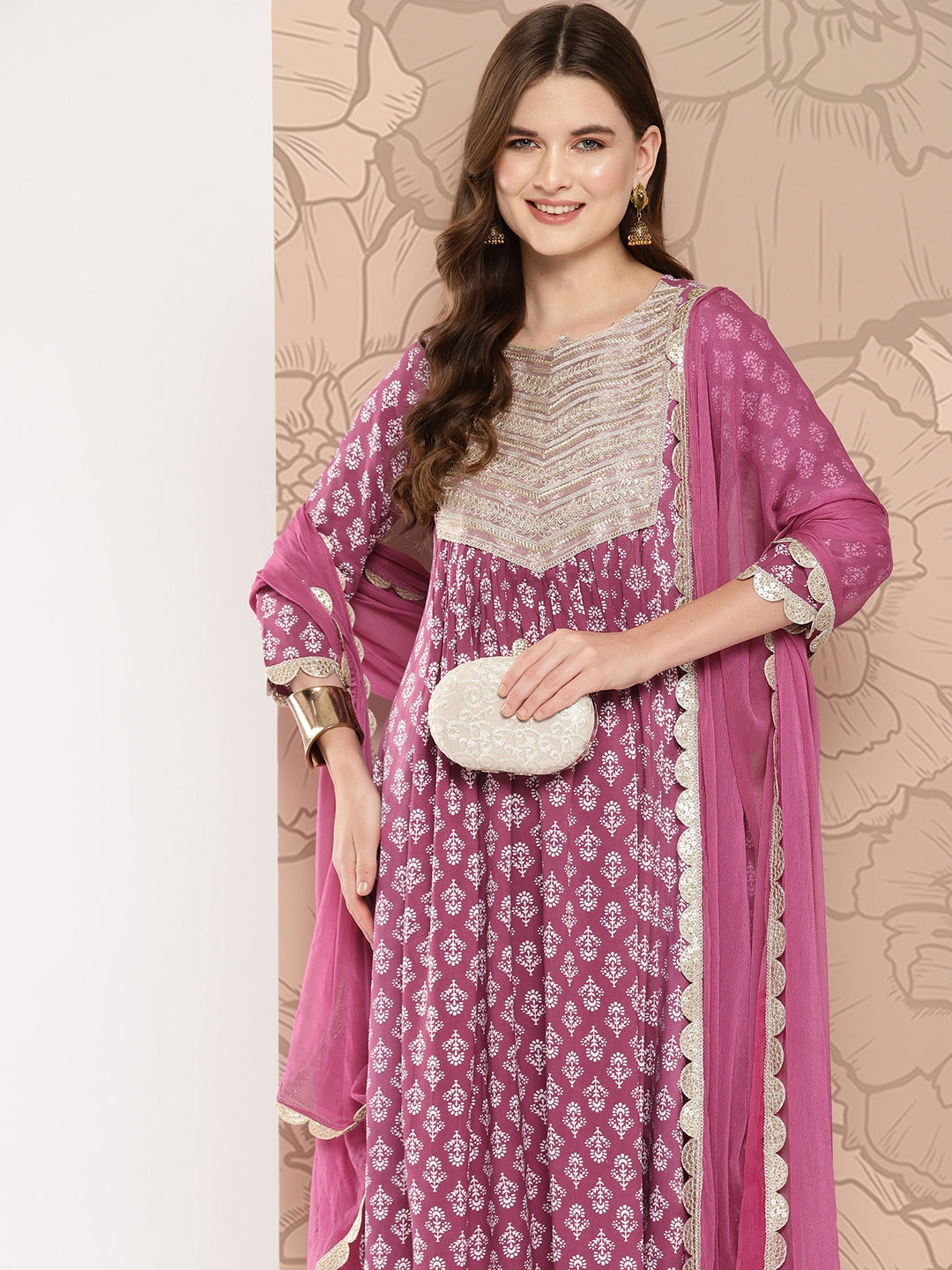 Khushal K Women Ethnic Motifs Printed Empire Sequinned Kurta with Palazzos & With Dupatta, Purple
Khushal K Women Ethnic Motifs Printed Empire Sequinned Kurta with Palazzos & With Dupatta, Purple
