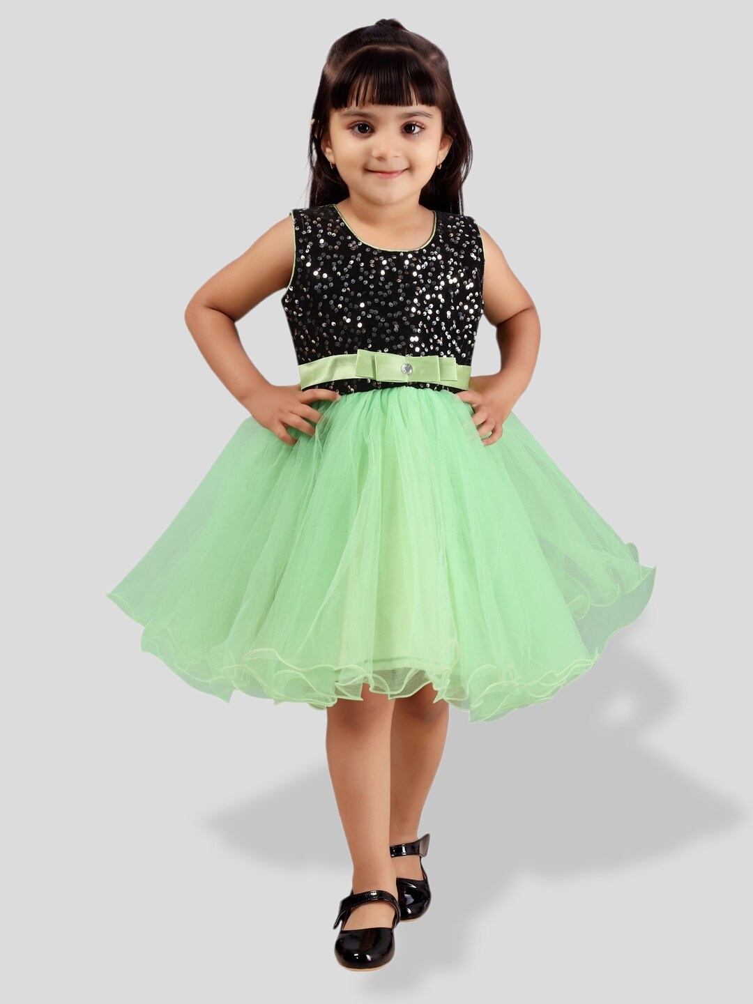 BAESD Girls Net Fit & Flare Dress, Sea green