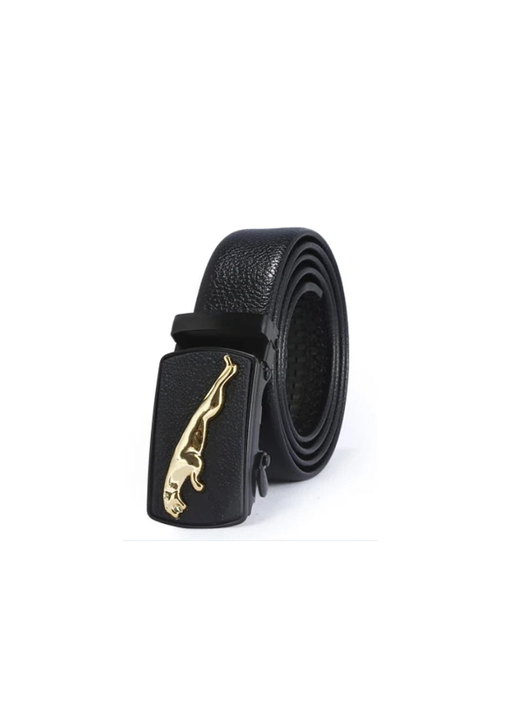 HENEDA Men Textured PU Formal Belt, Black