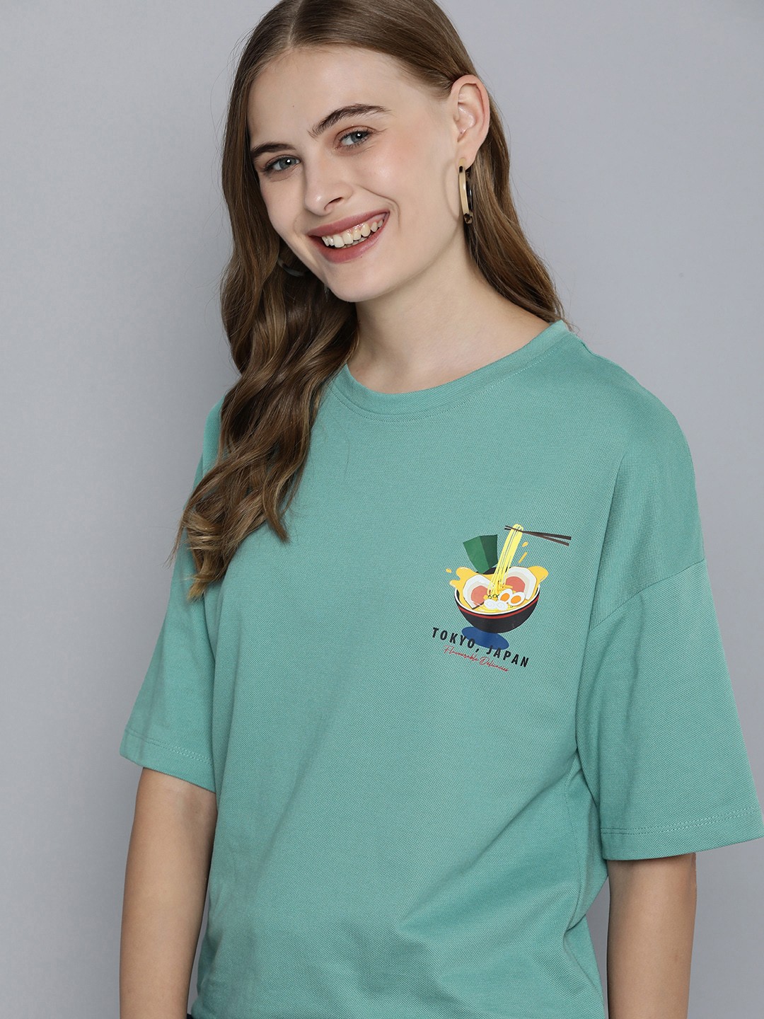 Mast & Harbour Women Drop-Shoulder Solid With Printed Detail Longline T-shirt, Sea green
Mast & Harbour Women Drop-Shoulder Solid With Printed Detail Longline T-shirt, Sea green
