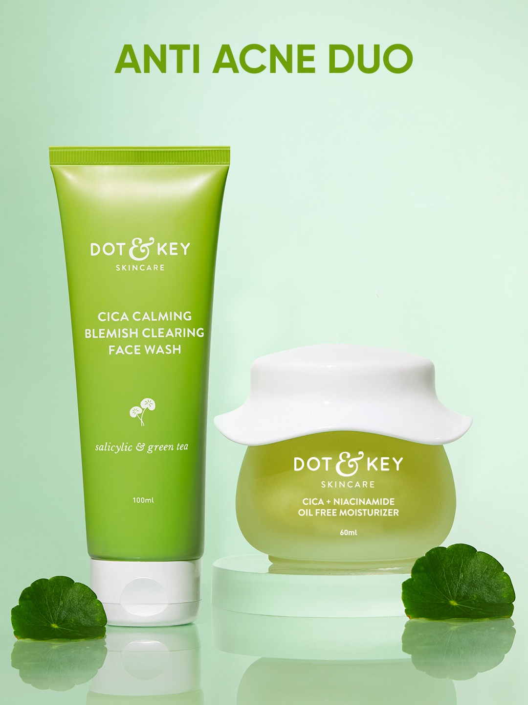 DOT & KEY Cica + Niacinamide Oil-Free Face Moisturizer 60ml & Cica Calming Face Wash 100ml, Green
DOT & KEY Cica + Niacinamide Oil-Free Face Moisturizer 60ml & Cica Calming Face Wash 100ml, Green