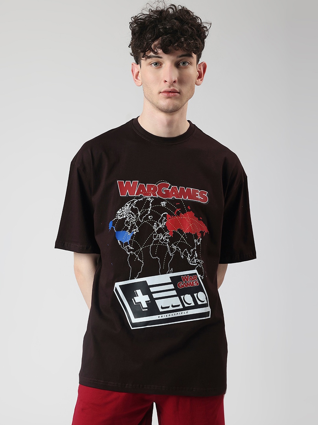 Manaca Graphic Printed Pure Cotton Oversized T-shirt, Black