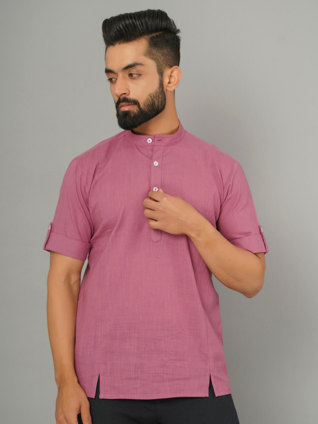 CRAFTED FOR YOU Band Collar Classic Fit Roll-up Sleeves Casual Pure Cotton Shirt, Pink
CRAFTED FOR YOU Band Collar Classic Fit Roll-up Sleeves Casual Pure Cotton Shirt, Pink