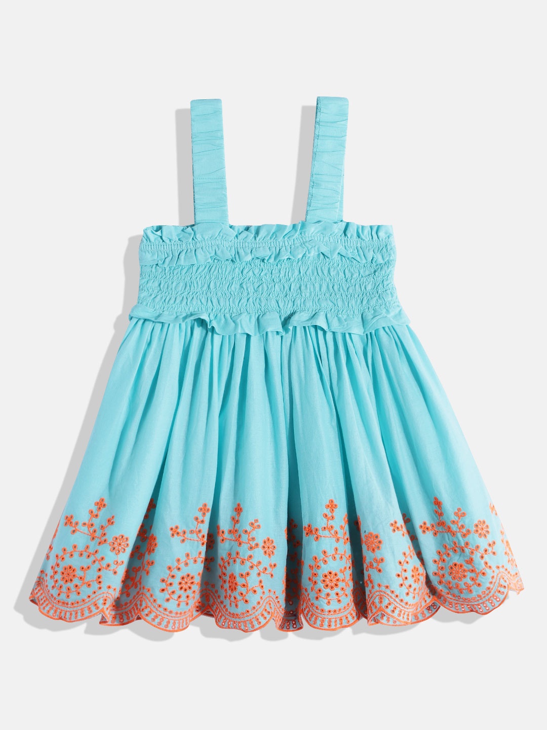 United Colors of Benetton Girls Cotton Smocked Schiffli Embroidered A-Line Dress, Blue
United Colors of Benetton Girls Cotton Smocked Schiffli Embroidered A-Line Dress, Blue