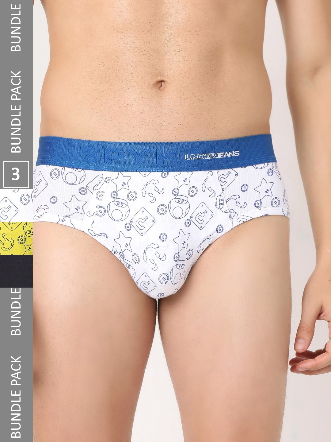 UnderJeans by Spykar Men Pack Of 3 Assorted Low-Rise Basic Briefs UJNPBP049WHITYELOWNAVY
UnderJeans by Spykar Men Pack Of 3 Assorted Low-Rise Basic Briefs UJNPBP049WHITYELOWNAVY