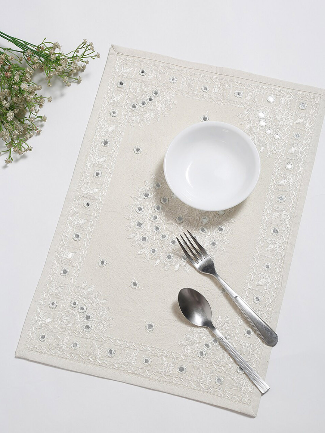 Fabindia Beige 4 Pieces Embroidered Table Placemats 
Fabindia Beige 4 Pieces Embroidered Table Placemats
