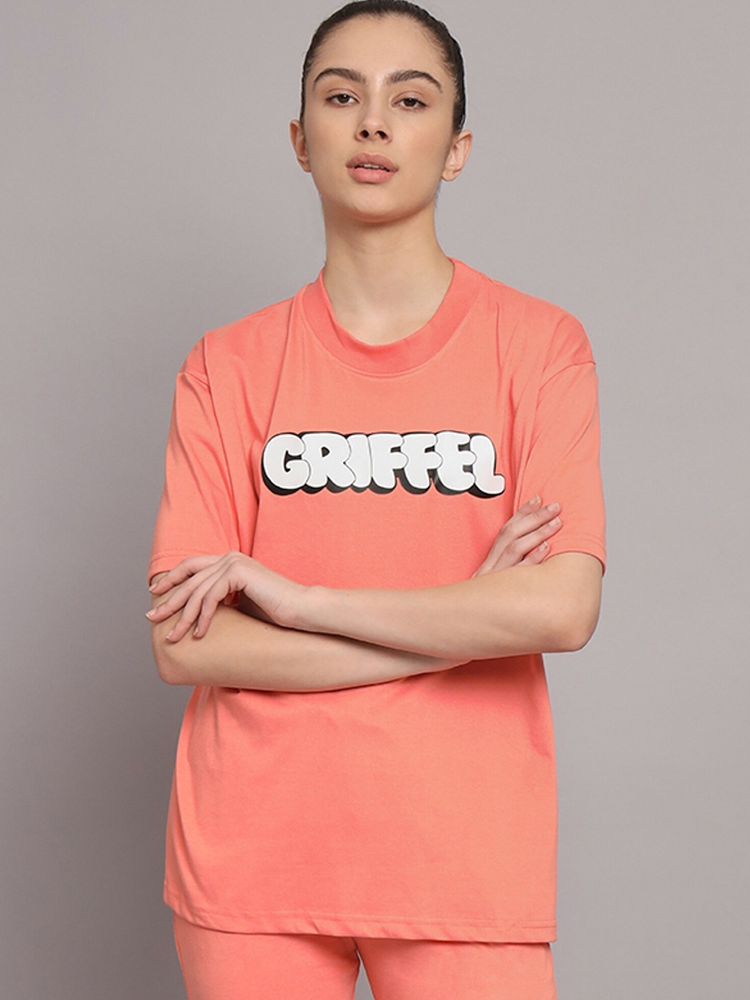 GRIFFEL Typography Printed Drop Shoulder Sleeves Cotton Oversized T-shirt, Peach
GRIFFEL Typography Printed Drop Shoulder Sleeves Cotton Oversized T-shirt, Peach