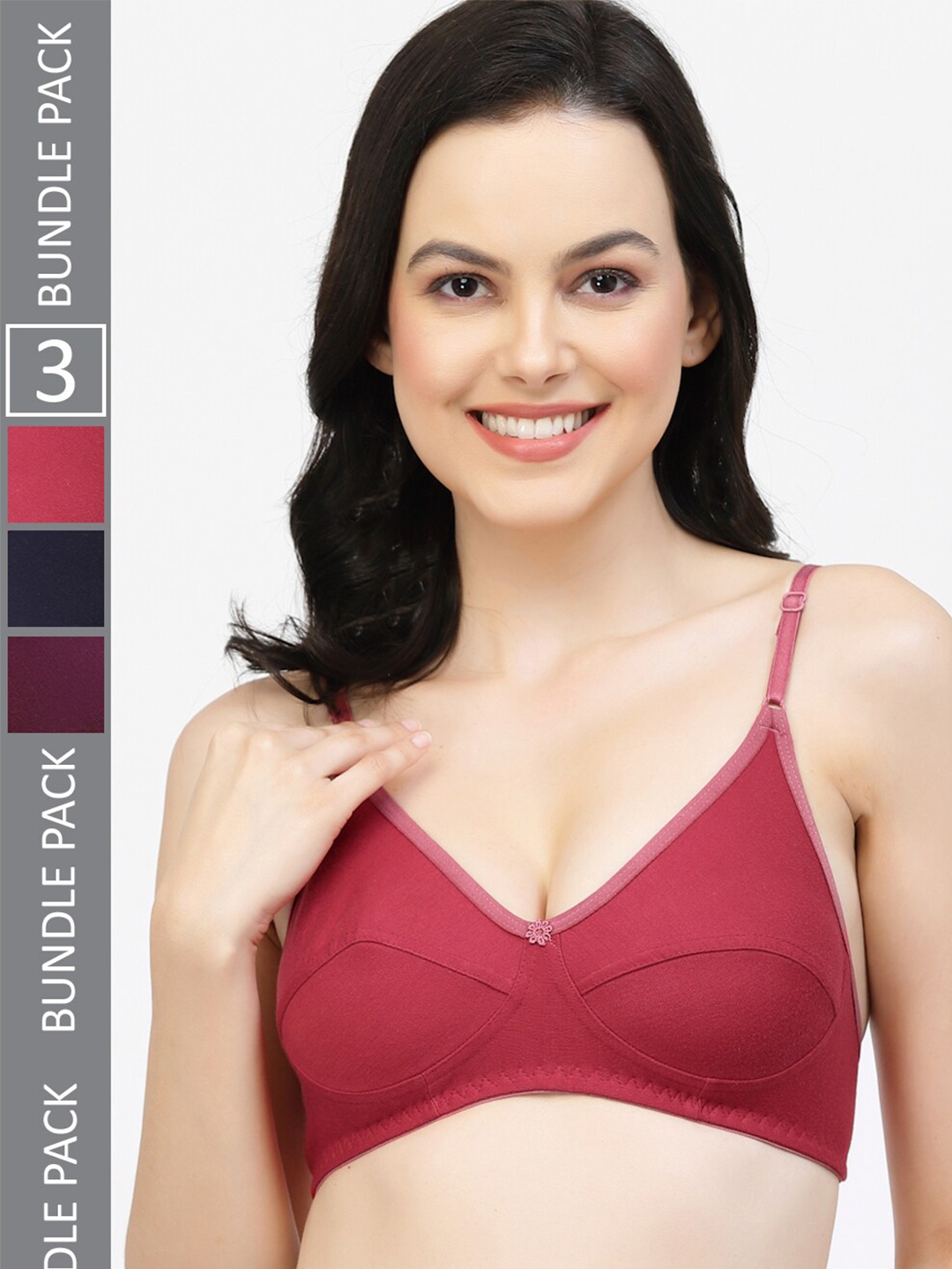 Floret Pack Of 3 Full Coverage Non-Wired Non-Padded High Support Cotton T-Shirt Bra, Maroon
Floret Pack Of 3 Full Coverage Non-Wired Non-Padded High Support Cotton T-Shirt Bra, Maroon