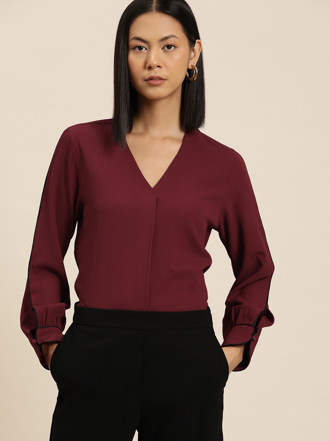 her by invictus Textured Top, Maroon