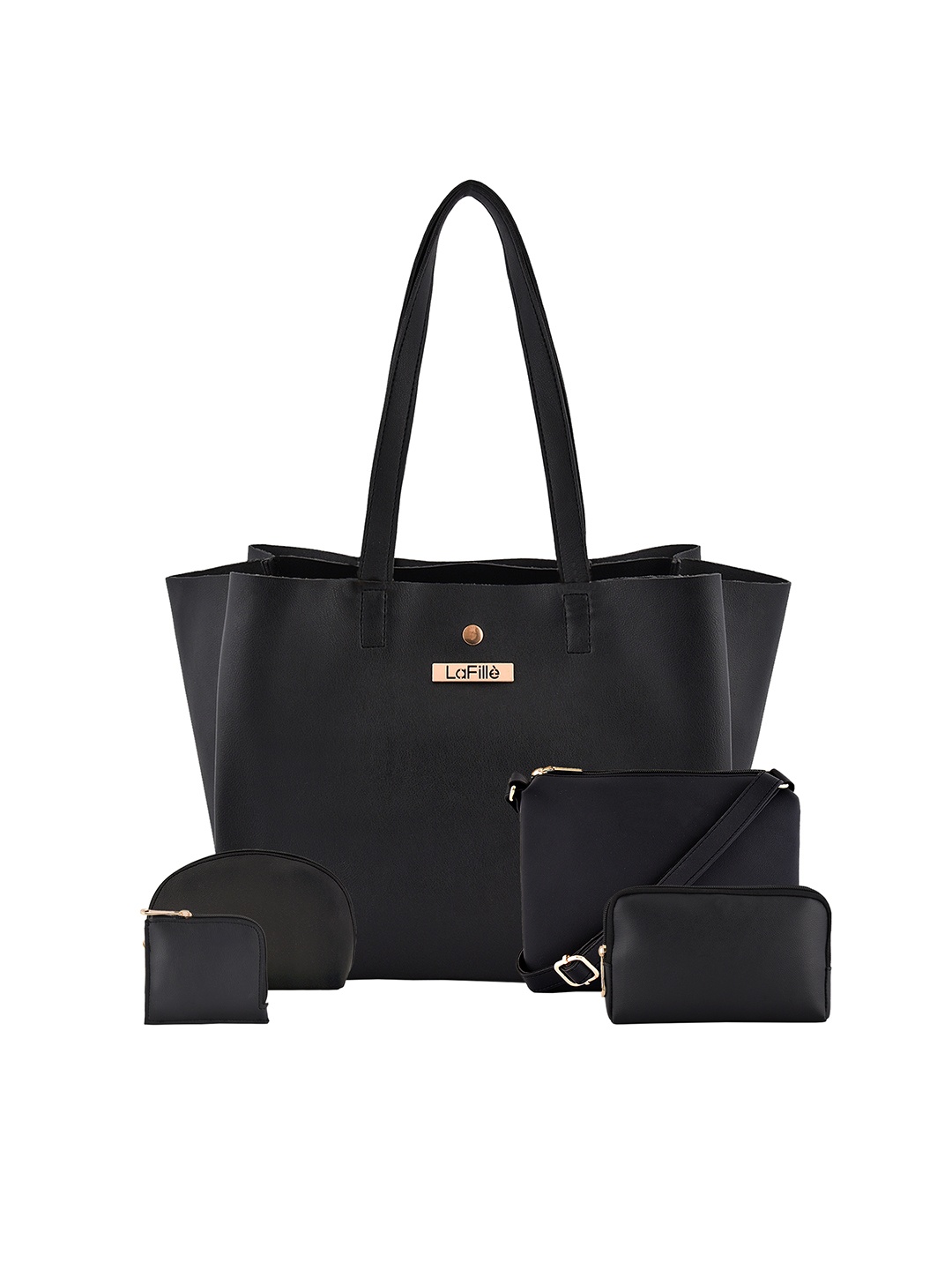 LaFille Water Resistance Shopper Shoulder Bag, Black