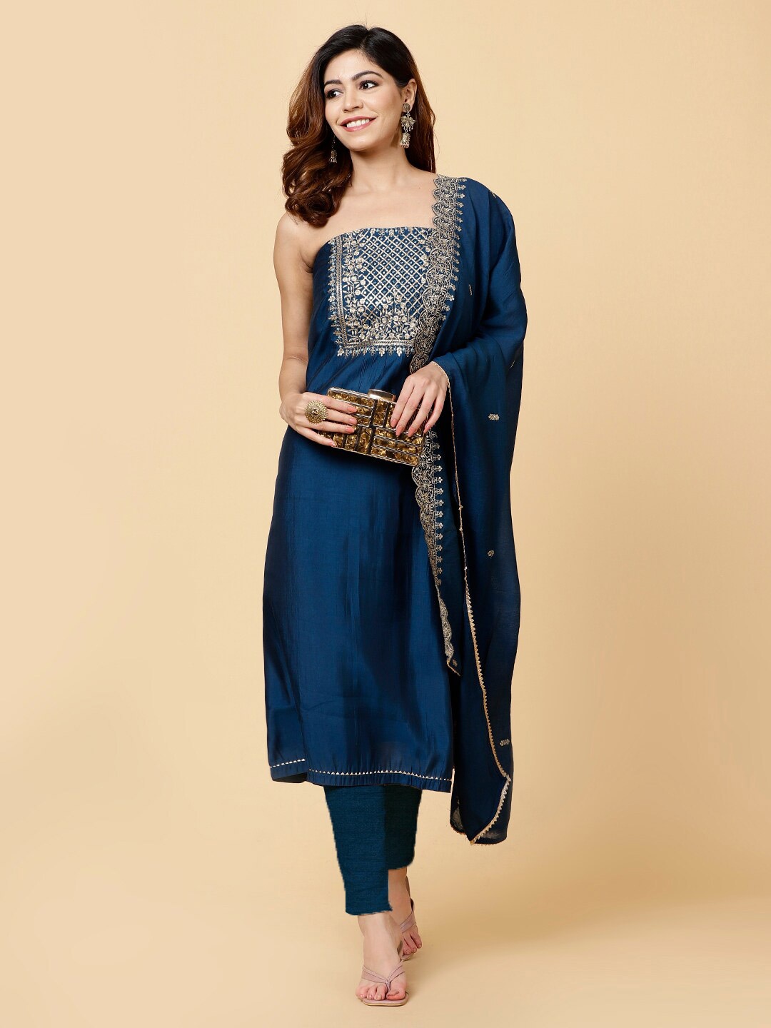 Meena Bazaar Embroidered Mirror Work Detail Art Silk Unstitched Dress Material, Blue
Meena Bazaar Embroidered Mirror Work Detail Art Silk Unstitched Dress Material, Blue