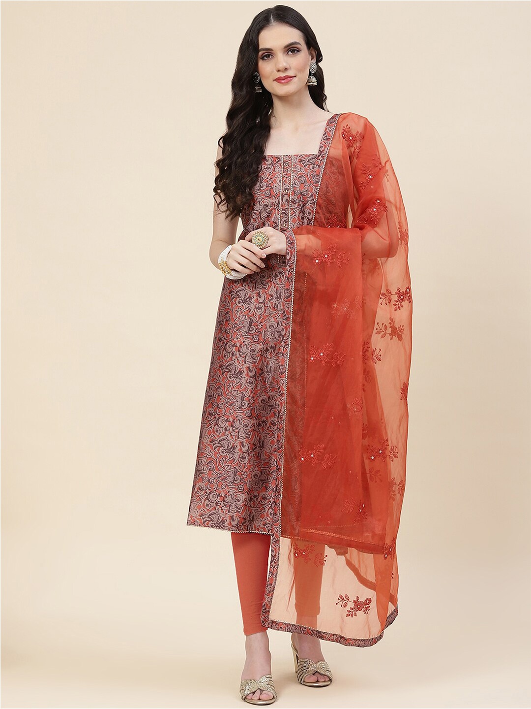 Meena Bazaar Ethnic Motifs Printed Gotta Patti Detail Art Silk Unstitched Dress Material, Rust
Meena Bazaar Ethnic Motifs Printed Gotta Patti Detail Art Silk Unstitched Dress Material, Rust