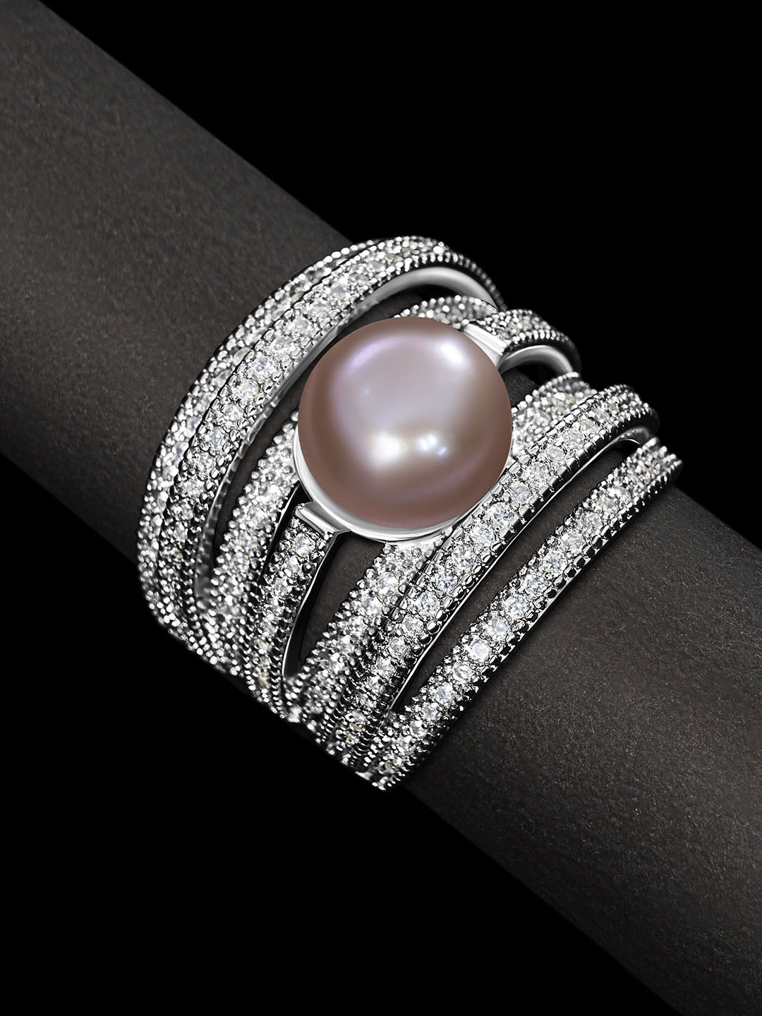 anore Platinum-Plated AAA+ Zircon & Pearls Studded Adjustable Finger Ring, Silver
anore Platinum-Plated AAA+ Zircon & Pearls Studded Adjustable Finger Ring, Silver