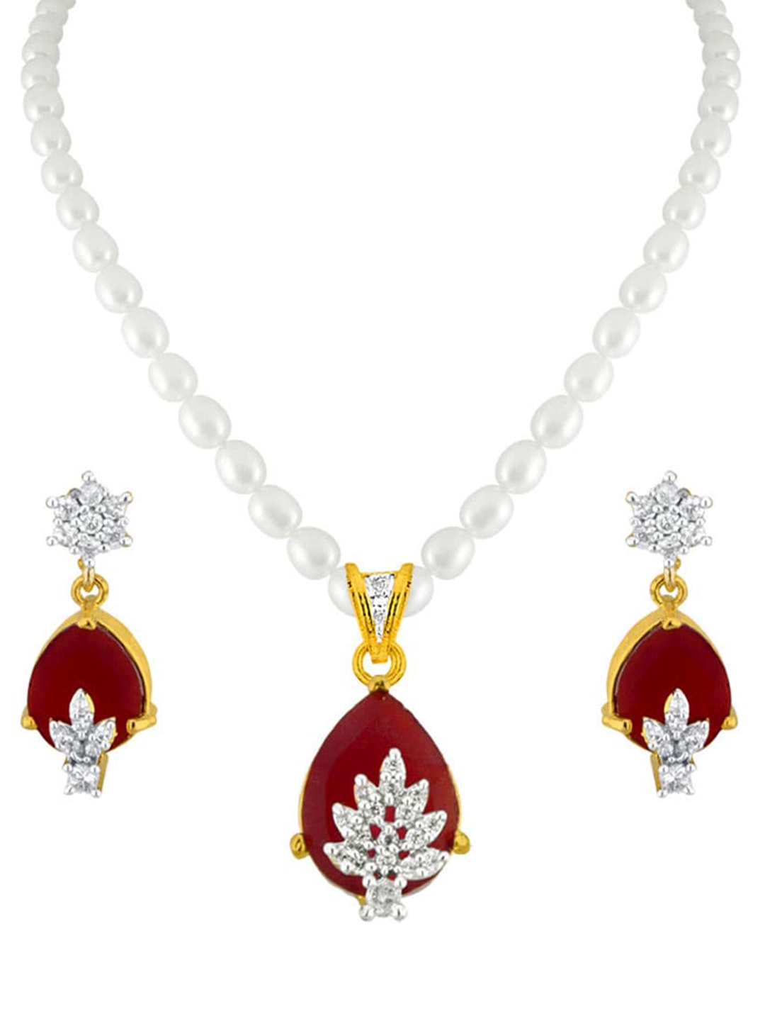 Sri Jagdamba Pearls Dealer Gold-Plated Stone Studded & Beaded Necklace & Earrings Set
Sri Jagdamba Pearls Dealer Gold-Plated Stone Studded & Beaded Necklace & Earrings Set