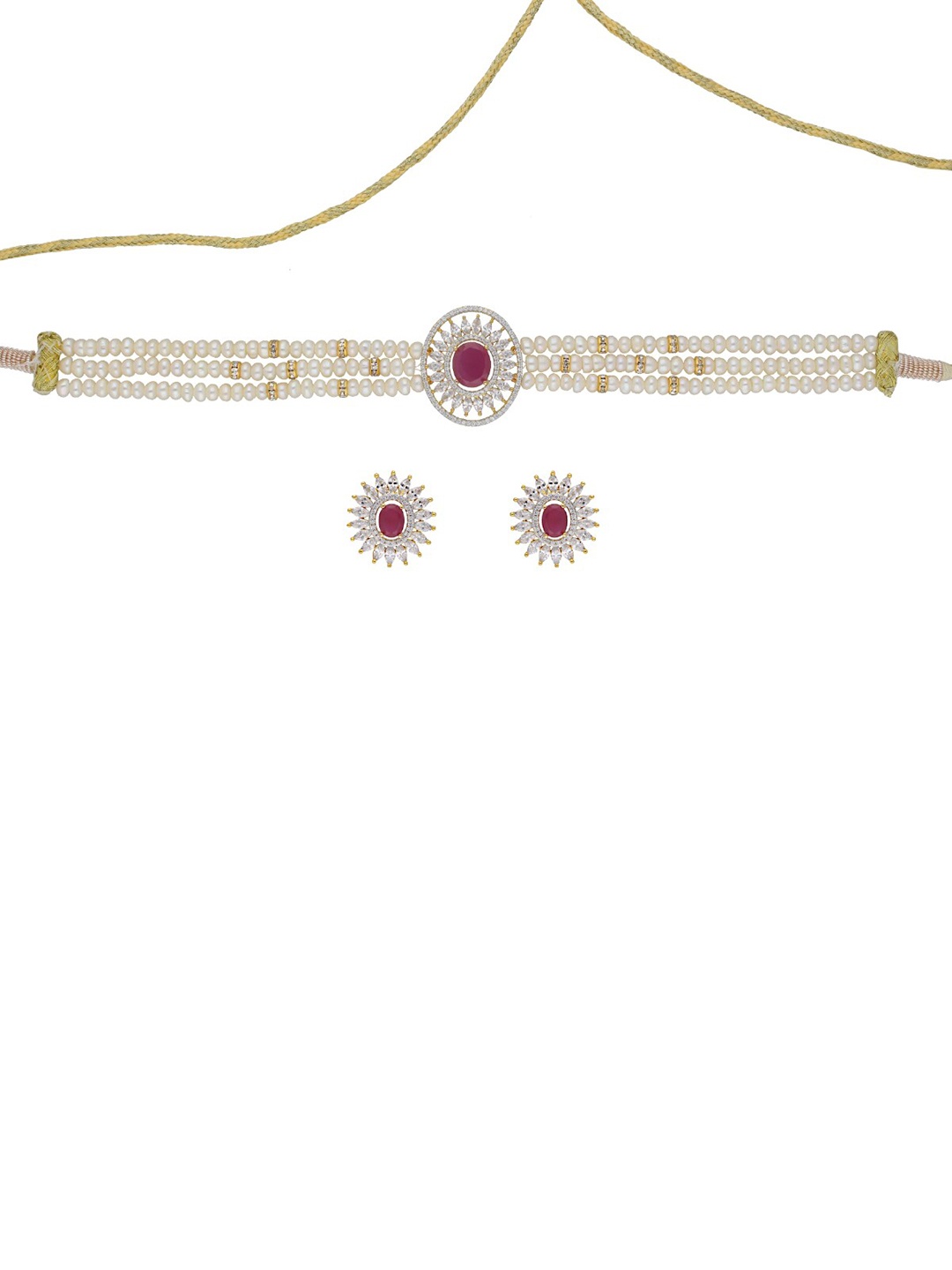 Sri Jagdamba Pearls Dealer Gold-Plated Stone Studded & Pearls Beaded Jewellery Set
Sri Jagdamba Pearls Dealer Gold-Plated Stone Studded & Pearls Beaded Jewellery Set