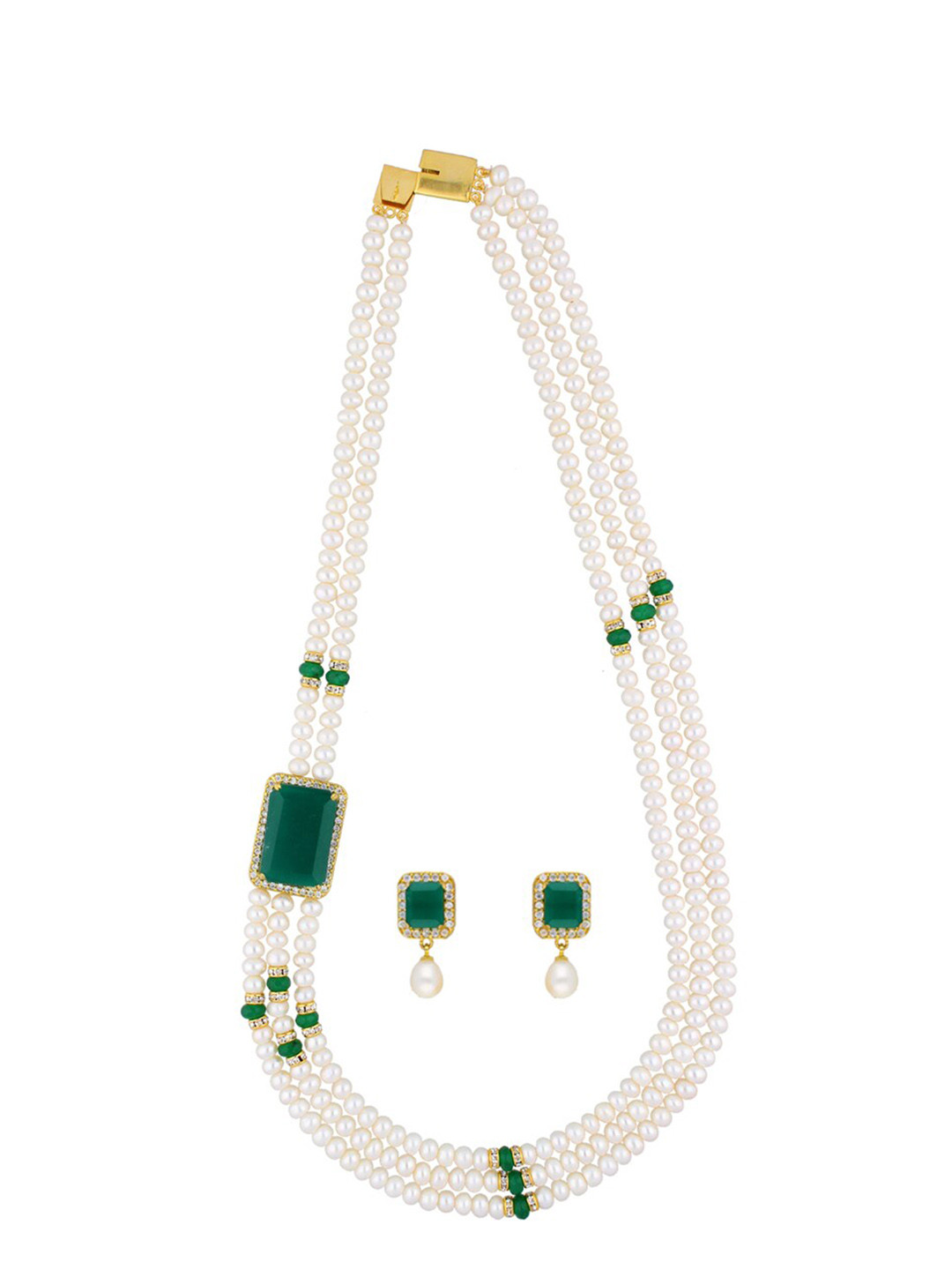 Sri Jagdamba Pearls Dealer Gold-Plated Stone Studded & Beaded Jewellery Set
Sri Jagdamba Pearls Dealer Gold-Plated Stone Studded & Beaded Jewellery Set