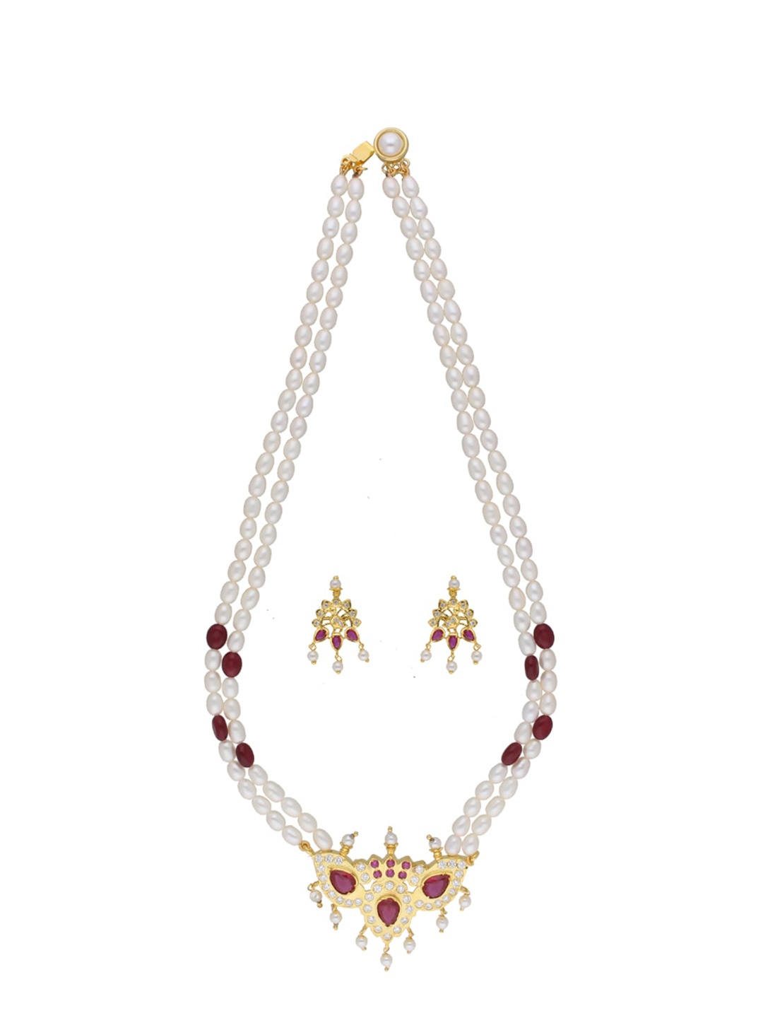 Sri Jagdamba Pearls Dealer Gold-Plated Artificial Stone Studded & Beaded Jewellery Set
Sri Jagdamba Pearls Dealer Gold-Plated Artificial Stone Studded & Beaded Jewellery Set