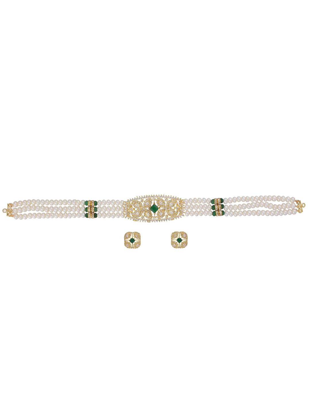 Sri Jagdamba Pearls Dealer Gold-Plated Stone Studded & Pearl Beaded Jewellery Set
Sri Jagdamba Pearls Dealer Gold-Plated Stone Studded & Pearl Beaded Jewellery Set