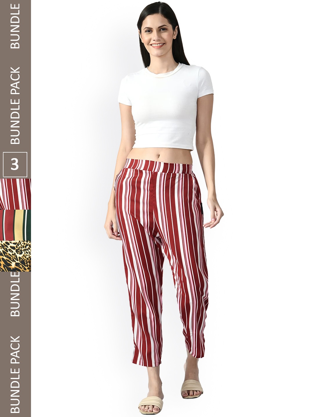 IndiWeaves Women Pack Of 3 Relaxed Straight Leg Straight Fit Printed High-Rise Trousers, Pink
IndiWeaves Women Pack Of 3 Relaxed Straight Leg Straight Fit Printed High-Rise Trousers, Pink