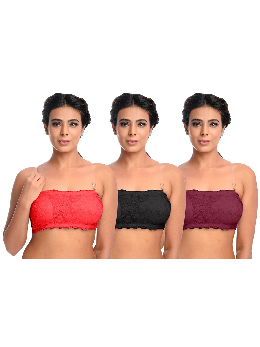 SASHU Pack Of 3 Medium Coverage All Day Comfort Removable Padding Cotton Bandeau Bra, Red
SASHU Pack Of 3 Medium Coverage All Day Comfort Removable Padding Cotton Bandeau Bra, Red