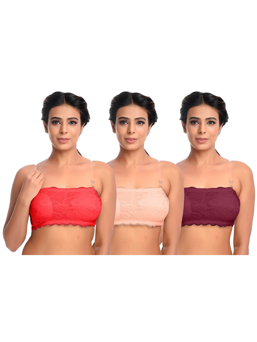 SASHU Pack Of 3 Medium Coverage All Day Comfort Removable Padding Cotton Bandeau Bra, Red
SASHU Pack Of 3 Medium Coverage All Day Comfort Removable Padding Cotton Bandeau Bra, Red