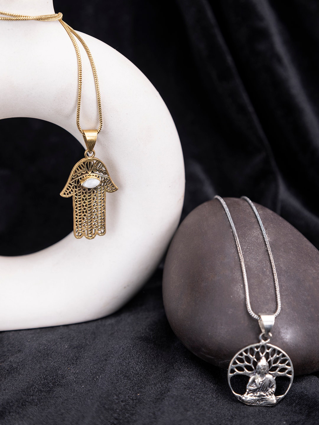 Studio One Love Set of 2 Brass-Plated Pendants With Chain, Silver
Studio One Love Set of 2 Brass-Plated Pendants With Chain, Silver