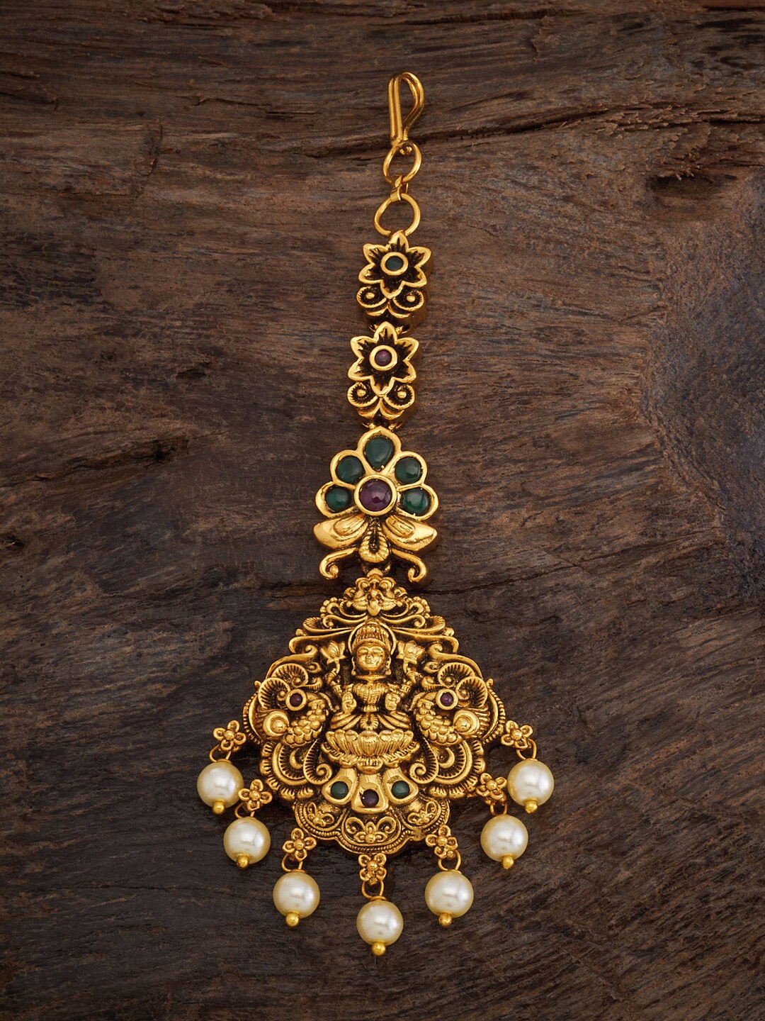 Kushal's Fashion Jewellery Stone-Studded Temple Motif Designed Silver Maangtikka, Gold
Kushal's Fashion Jewellery Stone-Studded Temple Motif Designed Silver Maangtikka, Gold