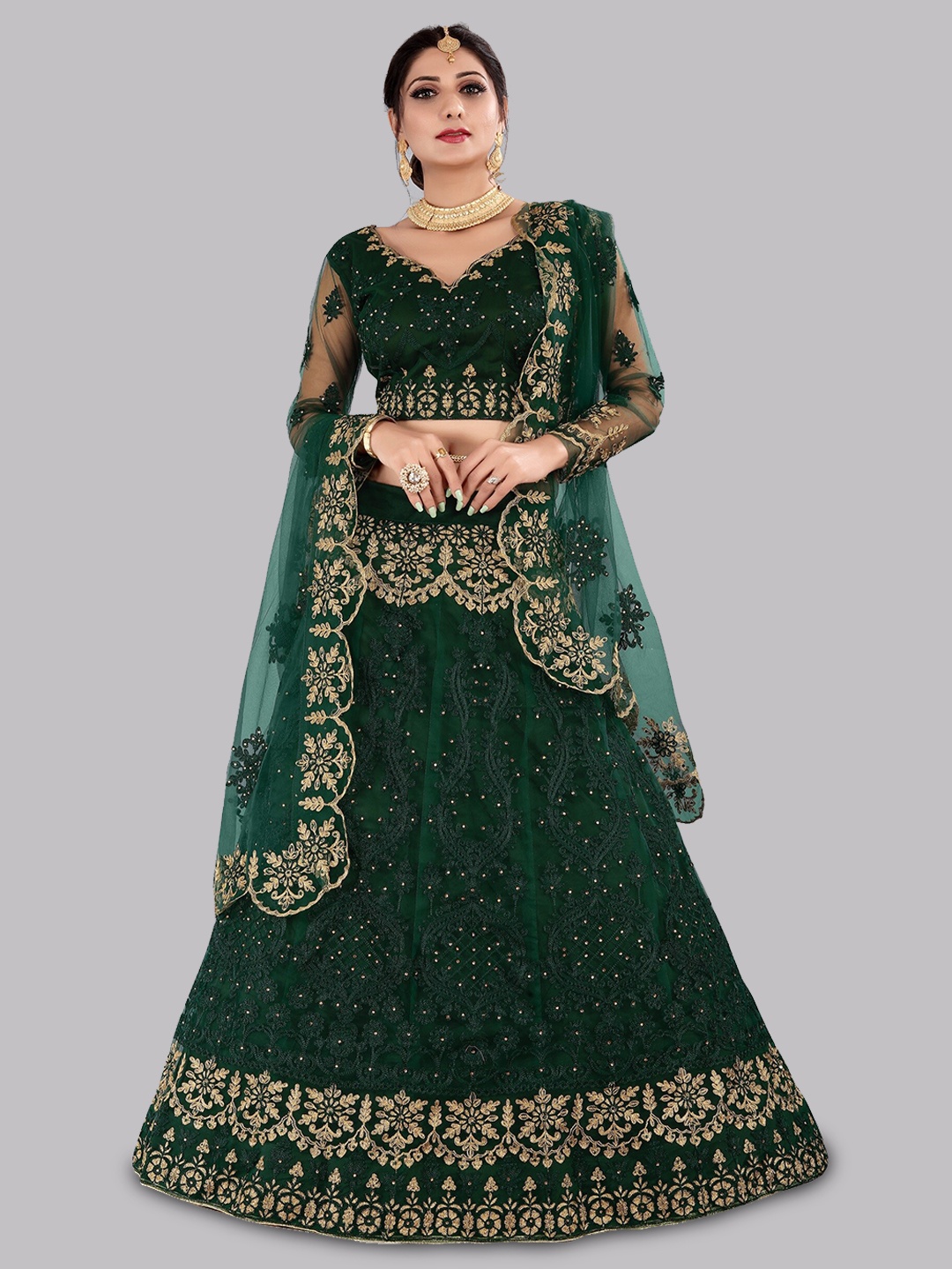 Atsevam Embroidered Sequined Semi-Stitched Lehenga & Unstitched Blouse With Dupatta, Green
Atsevam Embroidered Sequined Semi-Stitched Lehenga & Unstitched Blouse With Dupatta, Green
