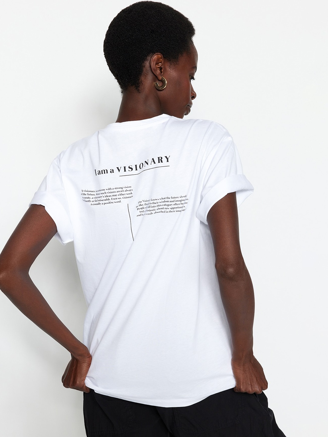 Trendyol Typography Printed Pure Cotton T-shirt, White