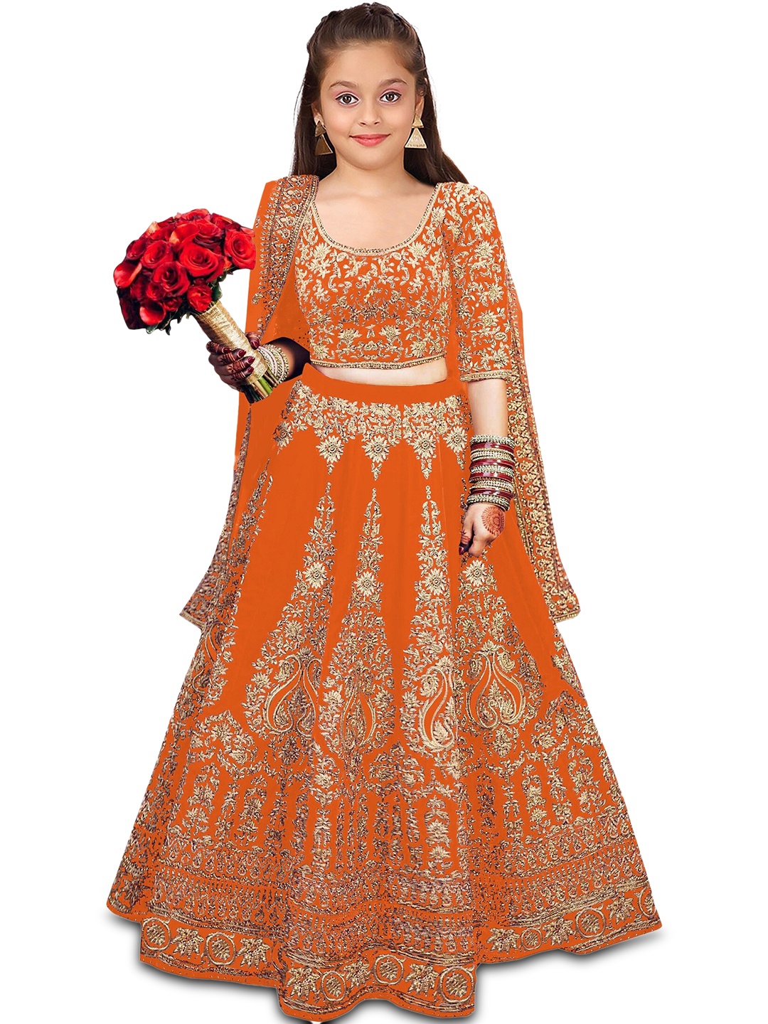 Kedar Fab Girls Embroidered Semi-Stitched Lehenga & Unstitched Blouse With Dupatta, Orange
Kedar Fab Girls Embroidered Semi-Stitched Lehenga & Unstitched Blouse With Dupatta, Orange