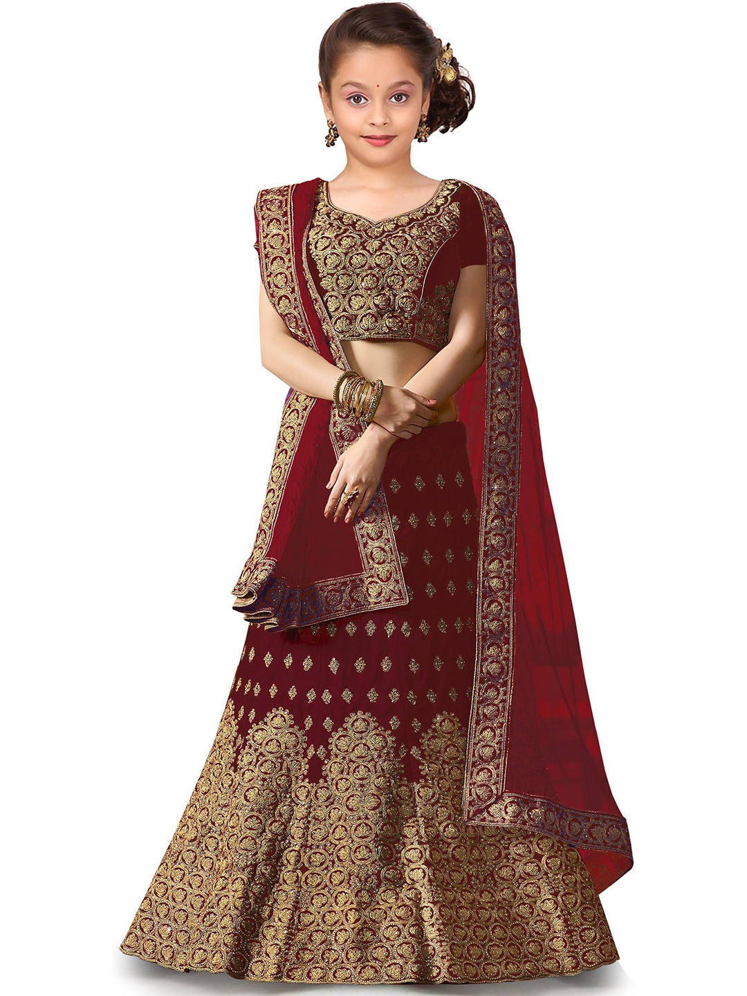 Kedar Fab Girls Embroidered Semi-Stitched Lehenga & Unstitched Blouse With Dupatta, Maroon
Kedar Fab Girls Embroidered Semi-Stitched Lehenga & Unstitched Blouse With Dupatta, Maroon