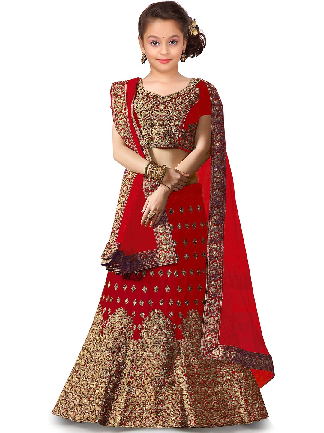 Kedar Fab Girls Embroidered Semi-Stitched Lehenga & Unstitched Blouse With Dupatta, Red
Kedar Fab Girls Embroidered Semi-Stitched Lehenga & Unstitched Blouse With Dupatta, Red