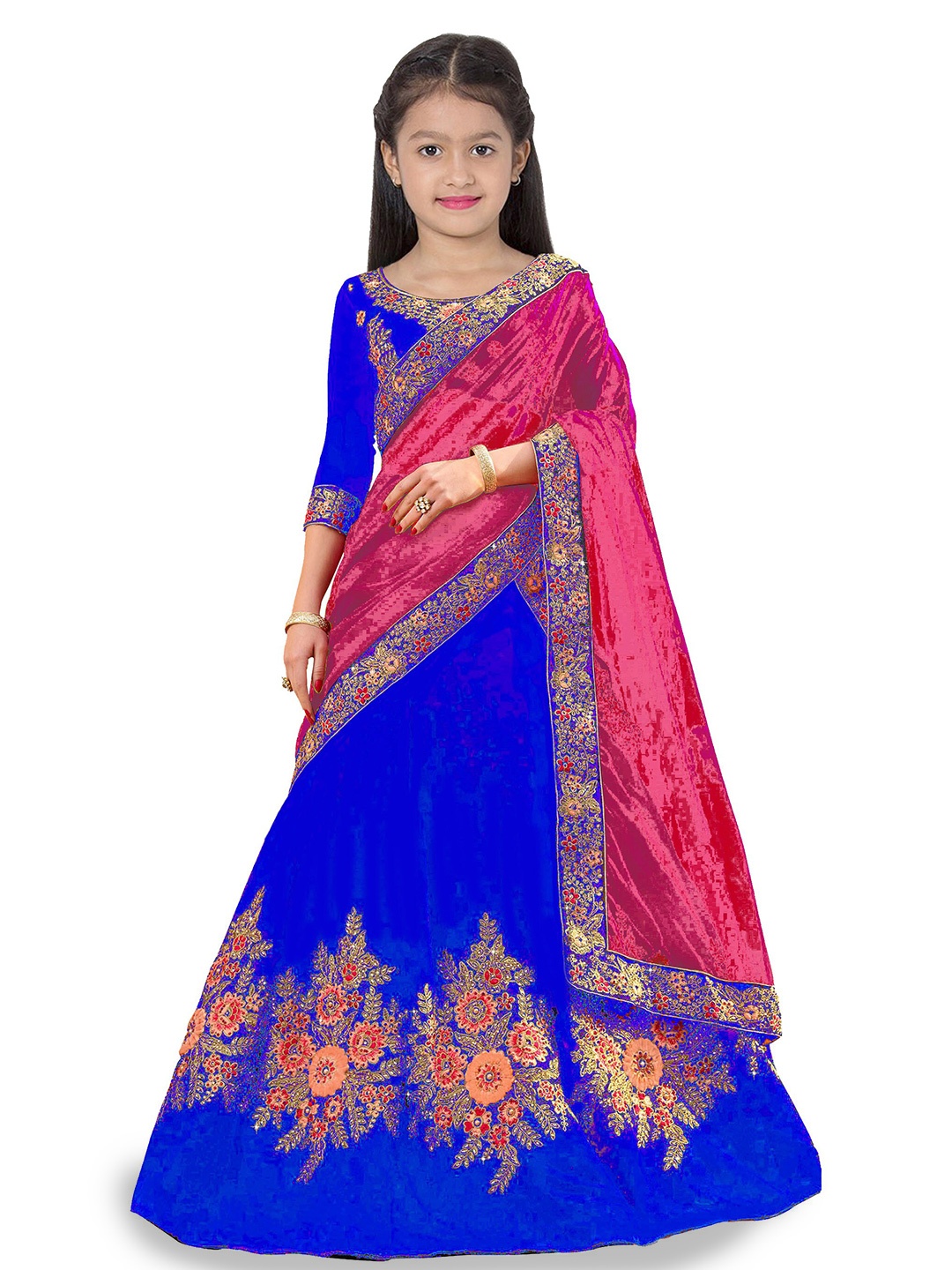 Kedar Fab Girls Embroidered Semi-Stitched Lehenga & Unstitched Blouse With Dupatta, Blue
Kedar Fab Girls Embroidered Semi-Stitched Lehenga & Unstitched Blouse With Dupatta, Blue