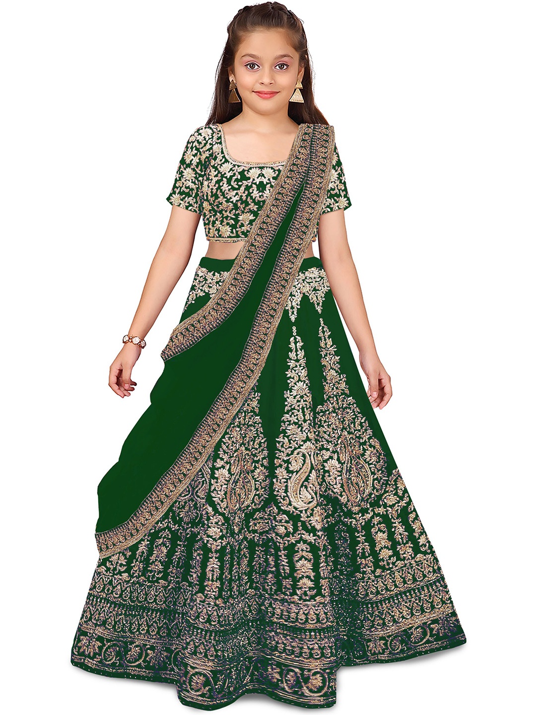 Kedar Fab Girls Embroidered Semi-Stitched Lehenga & Unstitched Blouse With Dupatta, Green
Kedar Fab Girls Embroidered Semi-Stitched Lehenga & Unstitched Blouse With Dupatta, Green