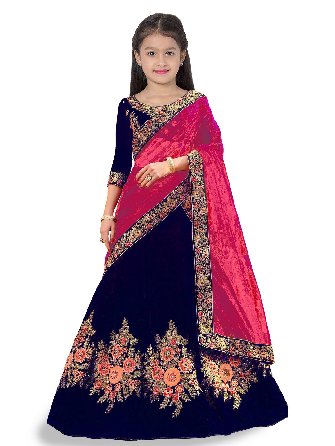 Kedar Fab Girls Embroidered Semi-Stitched Lehenga & Unstitched Blouse With Dupatta, Navy blue
Kedar Fab Girls Embroidered Semi-Stitched Lehenga & Unstitched Blouse With Dupatta, Navy blue