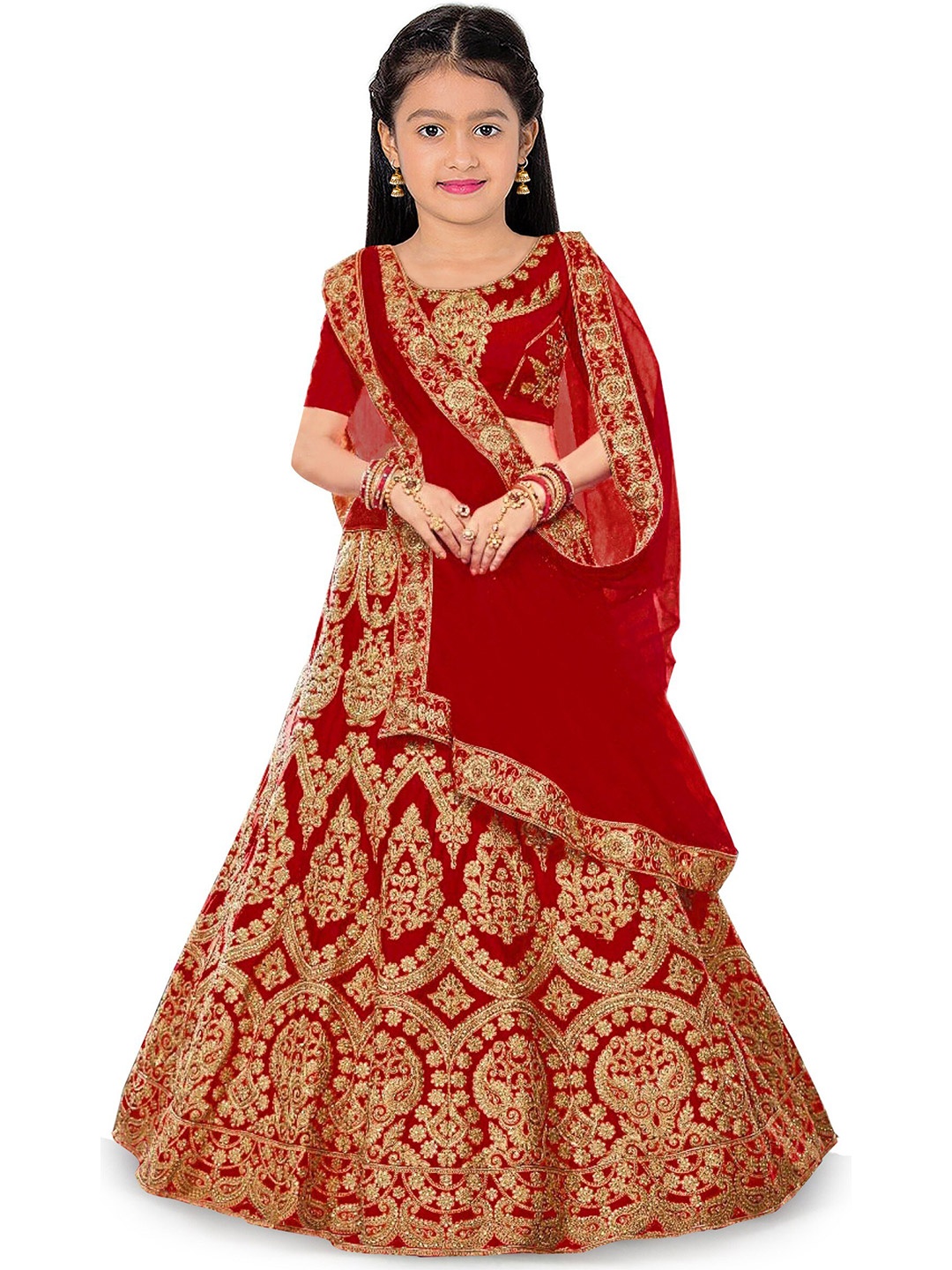 Kedar Fab Girls Embroidered Semi-Stitched Lehenga & Unstitched Blouse With Dupatta, Red
Kedar Fab Girls Embroidered Semi-Stitched Lehenga & Unstitched Blouse With Dupatta, Red