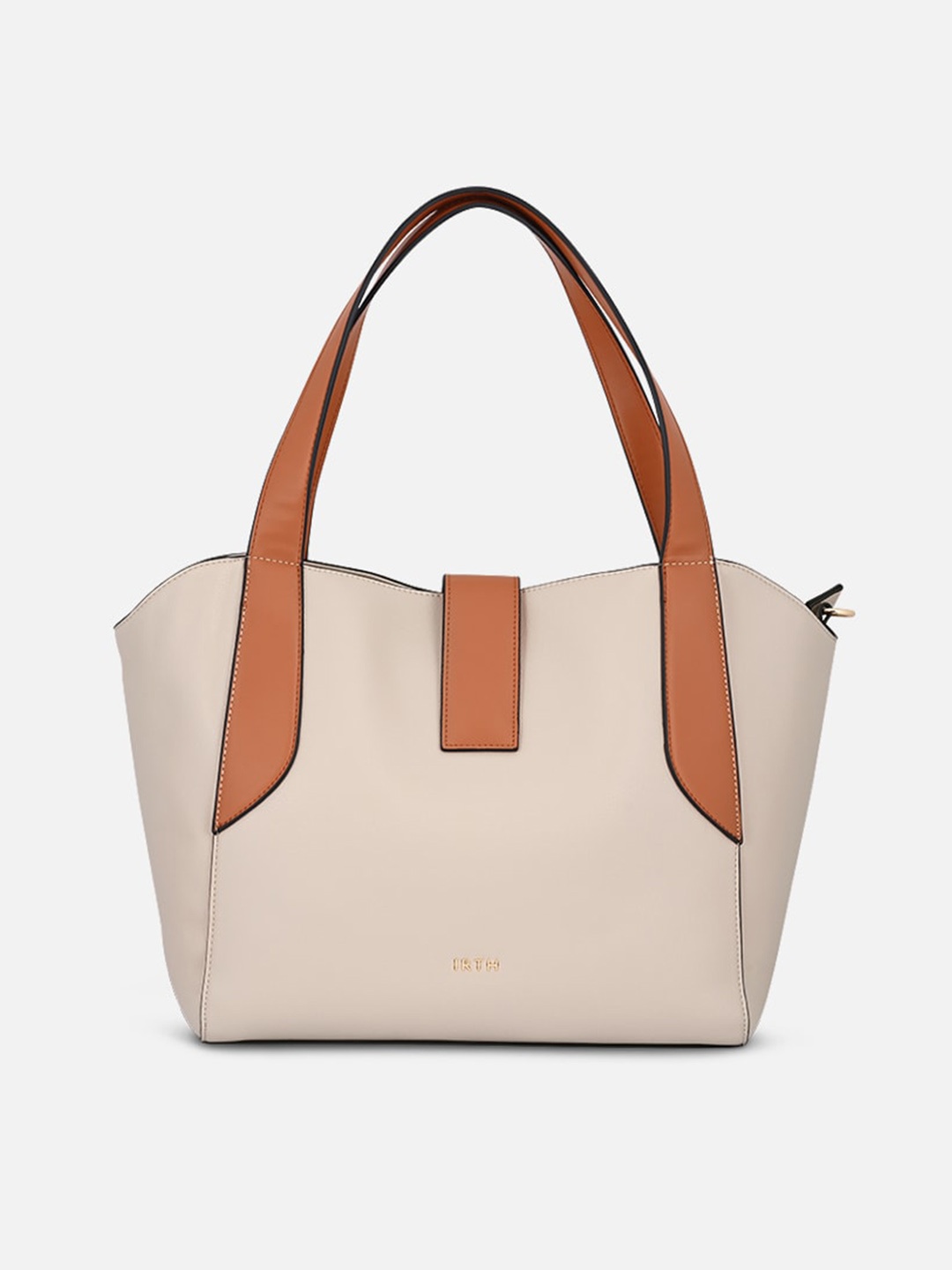 IRTH PU Shopper Shoulder Bag, Beige