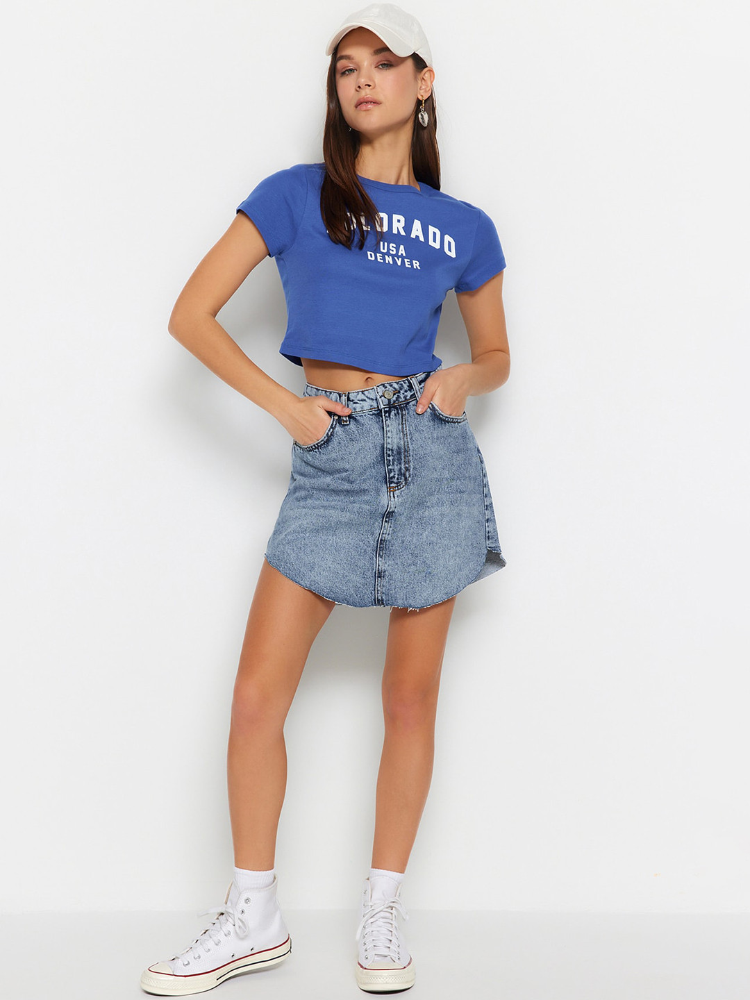 Trendyol Pure Cotton A-Line Mini Skirt, Blue
Trendyol Pure Cotton A-Line Mini Skirt, Blue