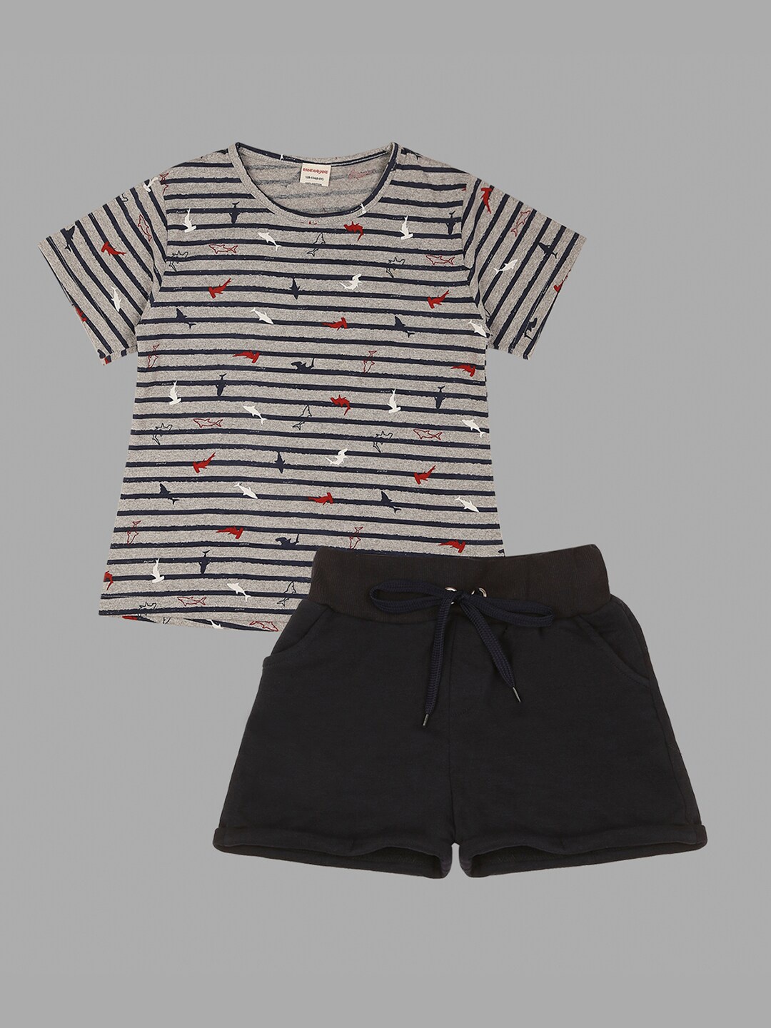 RAINE AND JAINE Girls Conversational Printed Pure Cotton T-shirt with Shorts, Navy blue
RAINE AND JAINE Girls Conversational Printed Pure Cotton T-shirt with Shorts, Navy blue