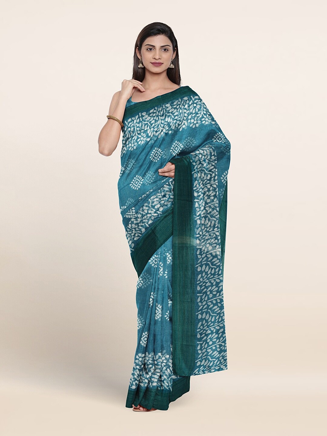 Pothys Floral Printed Saree, Blue