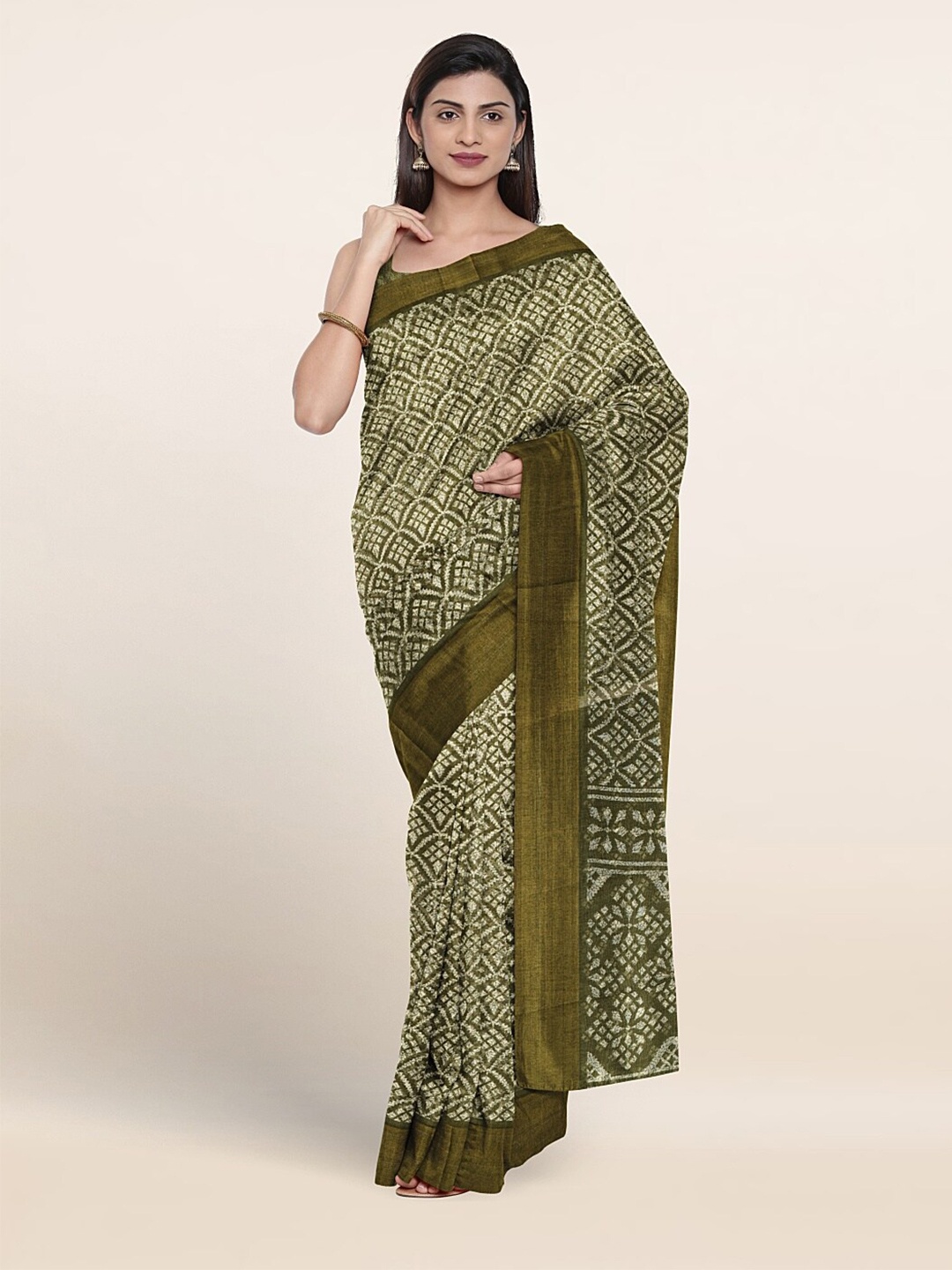 Pothys Ethnic Motifs Printed Saree, Green