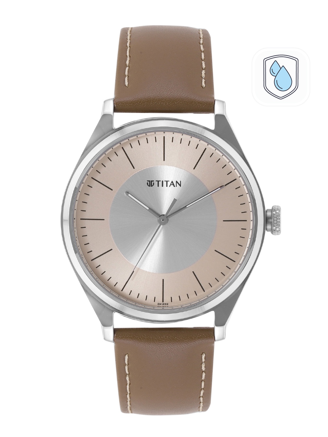 Titan Men Leather Straps Analogue Watch NP1802SL09, Silver