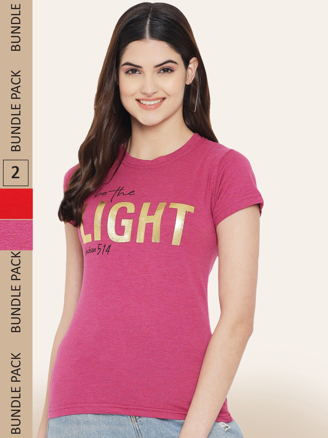 BAESD Pack Of 2 Typography Printed Cotton T-shirt, Pink
BAESD Pack Of 2 Typography Printed Cotton T-shirt, Pink