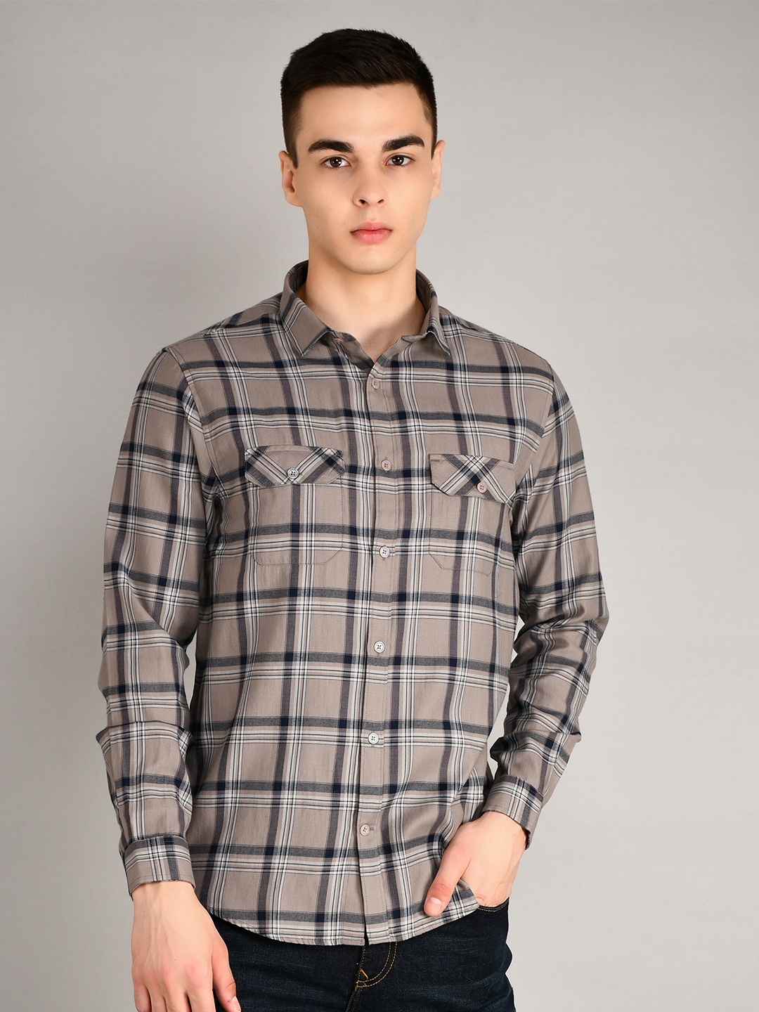 TIM PARIS Spread Collar Long Sleeves Standard Tartan Checked Casual Pure Cotton Shirt, Beige
TIM PARIS Spread Collar Long Sleeves Standard Tartan Checked Casual Pure Cotton Shirt, Beige