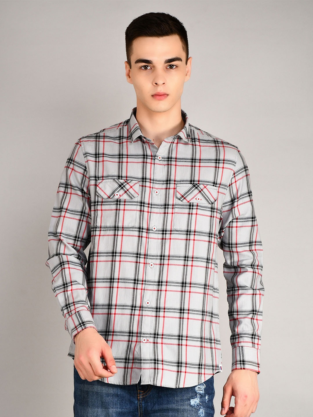 TIM PARIS Spread Collar Long Sleeves Standard Tartan Checked Casual Pure Cotton Shirt, Grey
TIM PARIS Spread Collar Long Sleeves Standard Tartan Checked Casual Pure Cotton Shirt, Grey