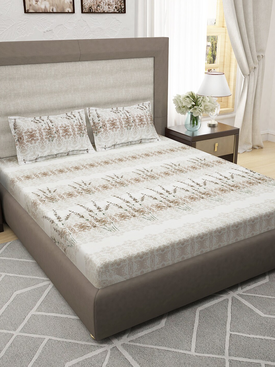 Story@home White & Brown Floral Cotton 400 TC King Bedsheet With 2 Pillow Covers
Story@home White & Brown Floral Cotton 400 TC King Bedsheet With 2 Pillow Covers