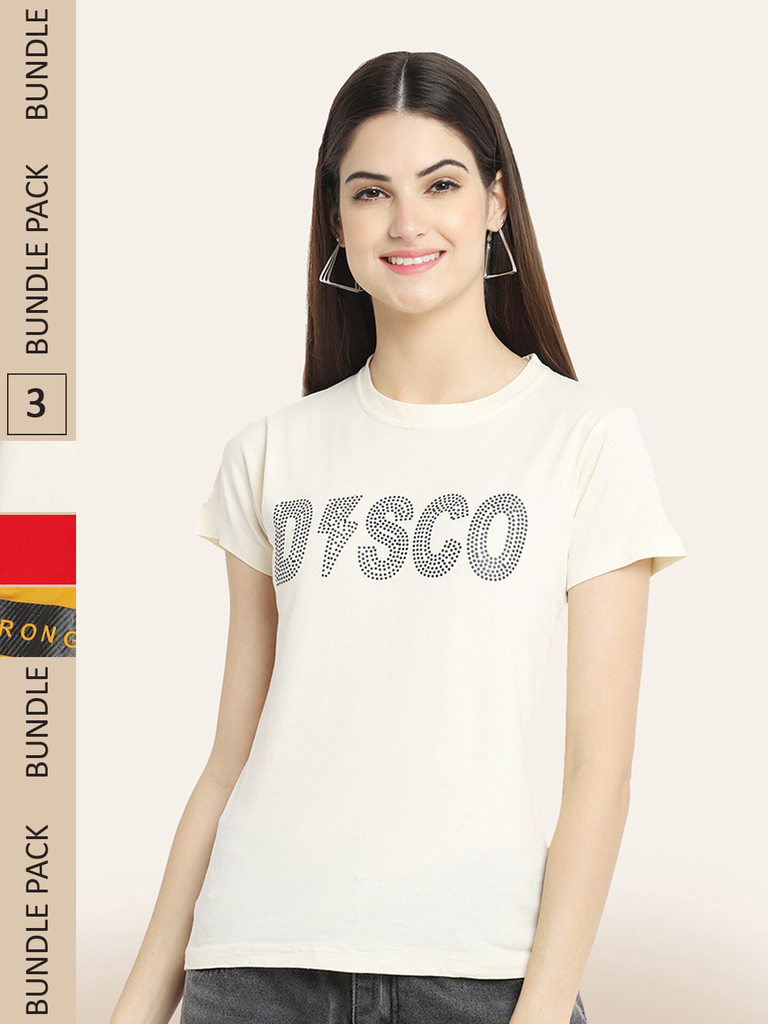 BAESD Pack of 3 Typography Printed Cotton T-shirt, Beige 
BAESD Pack of 3 Typography Printed Cotton T-shirt, Beige