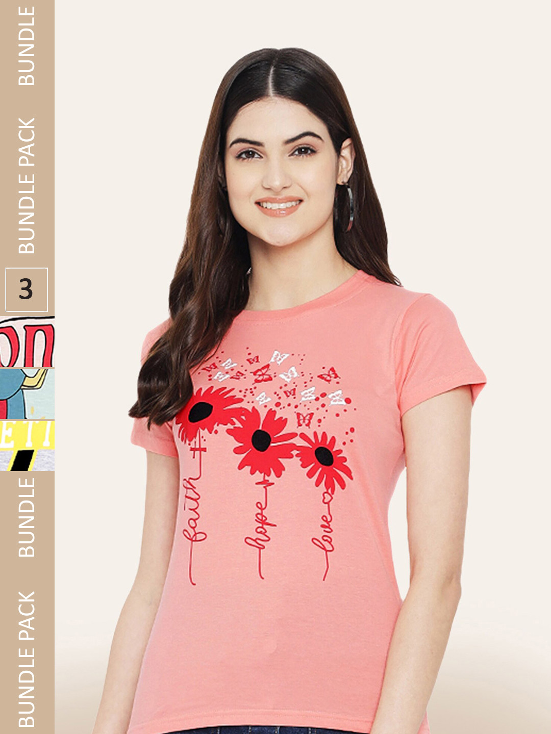 BAESD Women Pack of 3 Printed Cotton T-shirts, Pink
BAESD Women Pack of 3 Printed Cotton T-shirts, Pink