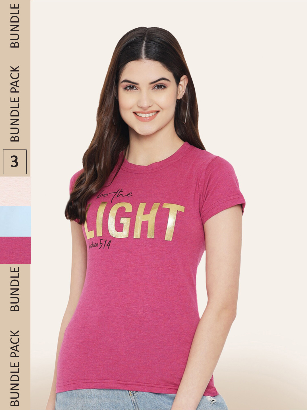 BAESD Women Pack Of 3 Typography Printed Cotton T-shirt, Mauve
BAESD Women Pack Of 3 Typography Printed Cotton T-shirt, Mauve